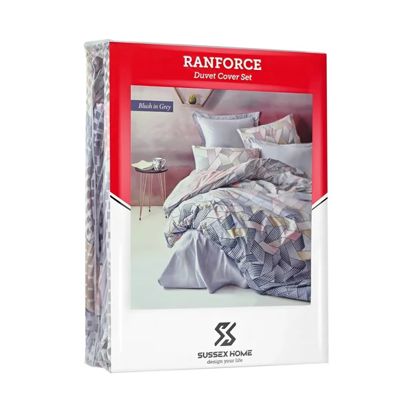 Sussexhome Blush in Gray Full Size Duvet Cover Set - Hypoallergenic - Queen