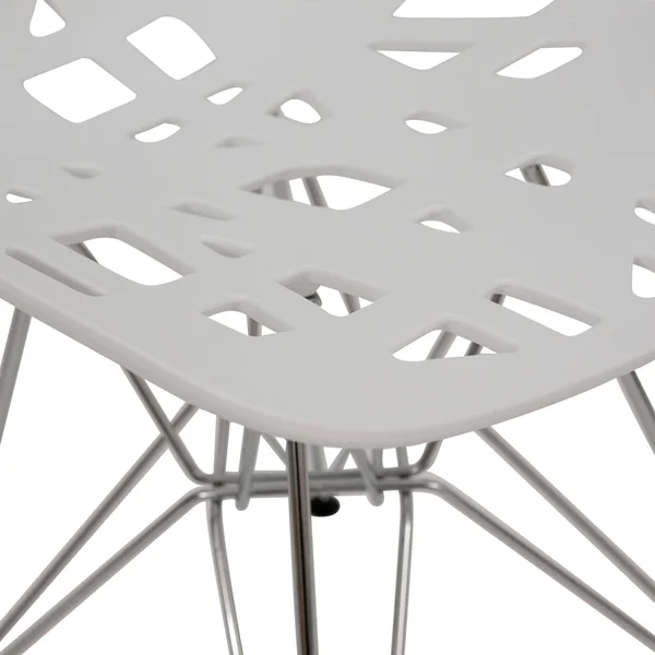 LeisureMod Akron Side Chair with Chrome Legs Akm19w, White