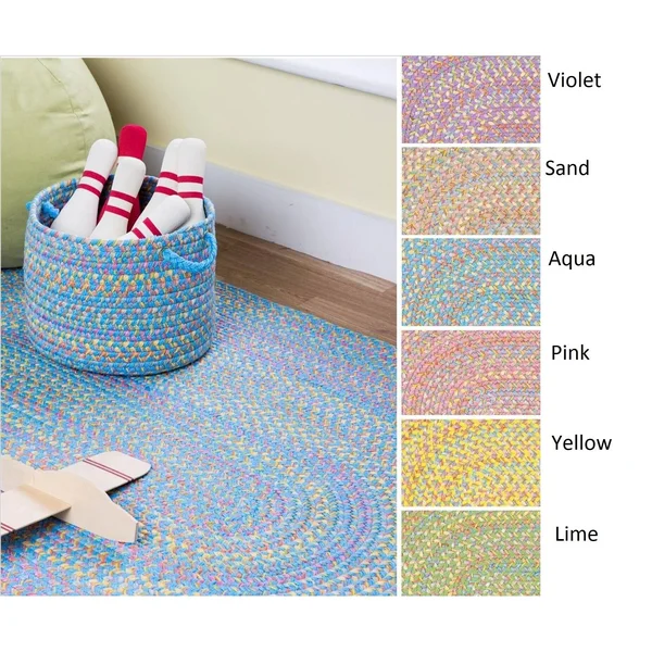 Rhody Rug Playful Indoor/Outdoor Braided Rug - Lime 8& x11& Oval