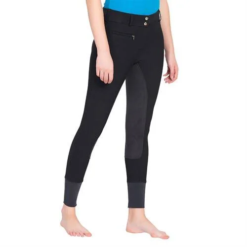 TuffRider Ladies Ribb Lowrise Wide Waistband Full Seat Breeches - 28, Black