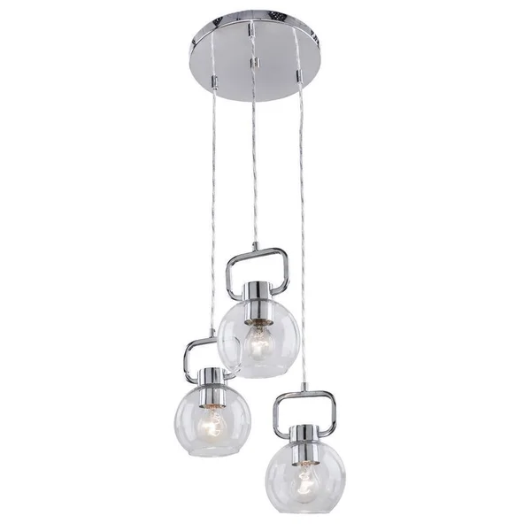 Elle Decor 3-Light Chrome Pendant with Clear Glass Shades DS18930