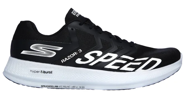 Skechers Men's GOrun Razor 3 Hyper Athletic Shoes Black/White 10.5