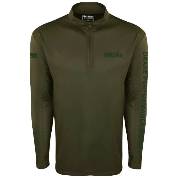 Drake Shield 4 Arched Meshback 1/4 Zip Jacket - Olive, 2XL