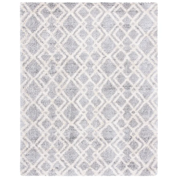 Safavieh Berber Shag Rug Collection BER213G - Grey - Cream - 8& x 8& Round
