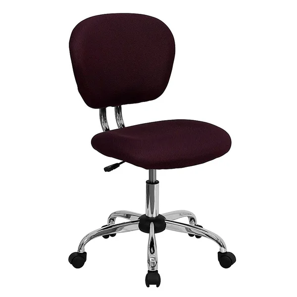 Flash Furniture Mid-Back Mesh Swivel Task Chair in Burgundy