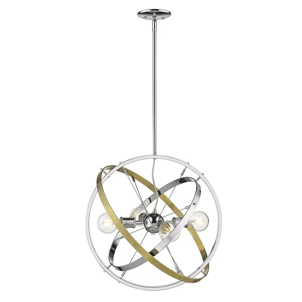 Golden Lighting 7936-4 BS-BS-BS Atom Chandelier 4 Light Steel Brushed