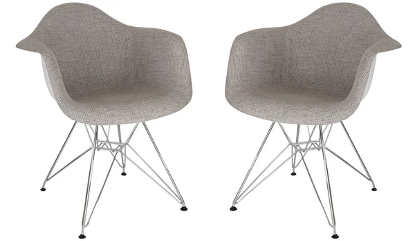 LeisureMod W24GRT2 Willow Fabric Eiffel Accent Chair, Set of 2