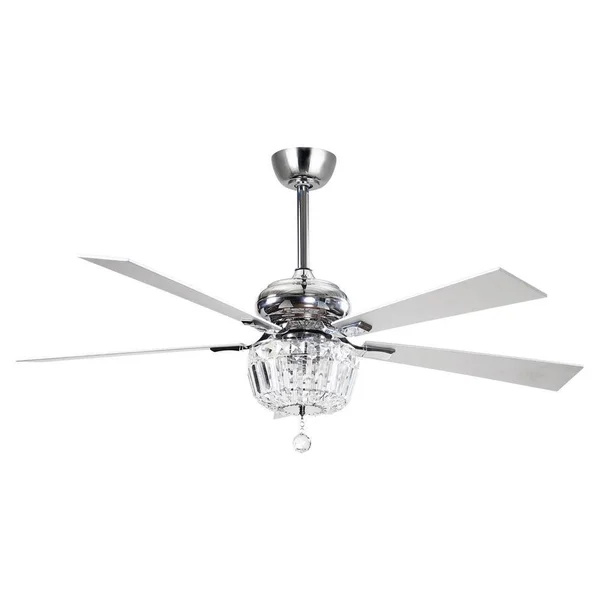 Parrot Uncle Berkshire 52 in. Indoor Chrome Downrod Mount Crystal Chandelier Ceiling Fan with Light and Remote Control