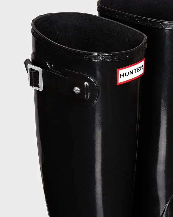 Hunter Women's Original Tall Gloss Rain Boot - Size: 5, Black