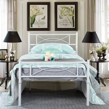 Cheerwing Twin Size Metal Bed Frame Steel w/ Headboard Furniture Bedroom