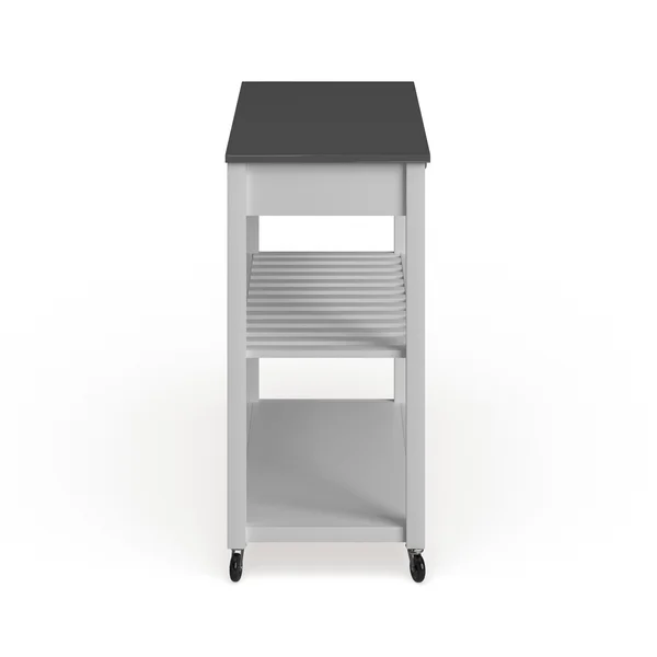 Porch & den Keap White Wood/ Stainless Steel Kitchen Cart Island - N/A