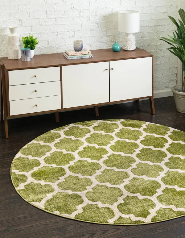 Unique Loom Philadelphia Trellis Area Rug (6& x 6& Round - Light Green)