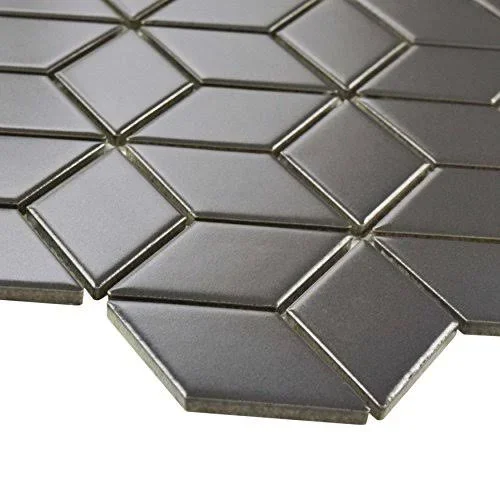 SomerTile 10.5x12.125-inch Victorian Rhombus Matte Grey Porcelain Mosaic Floor and Wall Tile (10 tiles/9.04 sqft.) Case
