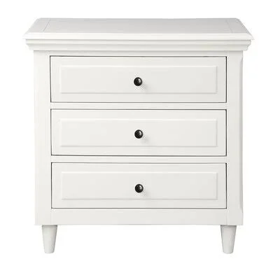 3-Drawer Nightstand Storage Wood Cabinet Red Barrel Studio Color: White