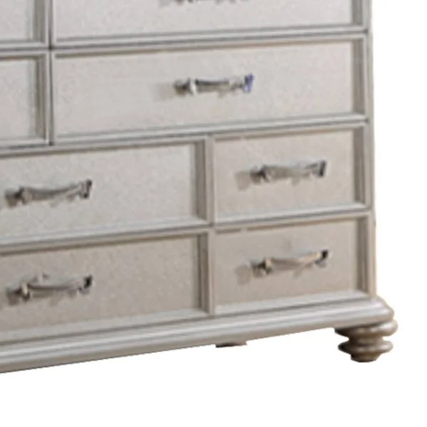 Benzara - 10 Drawers Wooden Dresser in Silver