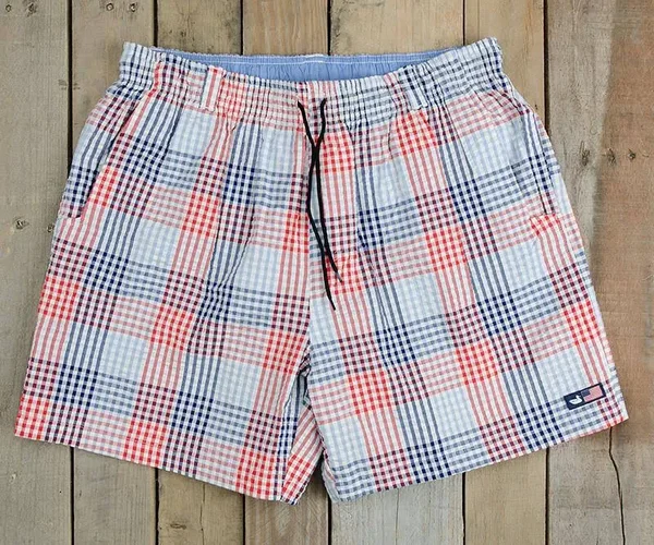 Southern Marsh Dockside Swim Trunk Navy/Blue SS Gingham XL Mens Boardshorts