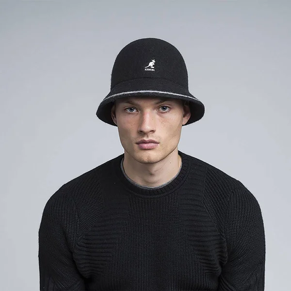 Kangol Stripe Casual Bucket Hat - Black - Off White - L - Men