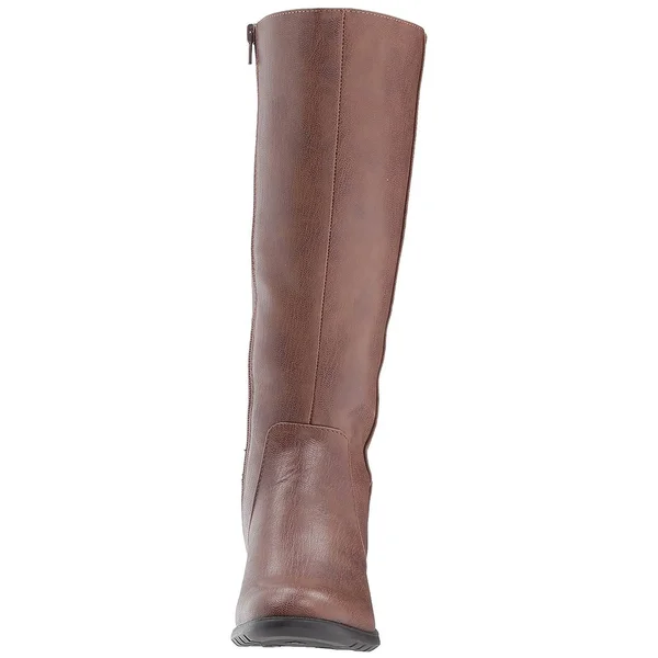 LifeStride Women's Xandy Riding Boot Wide Calf, Size: 6.5, Dark Tan PU