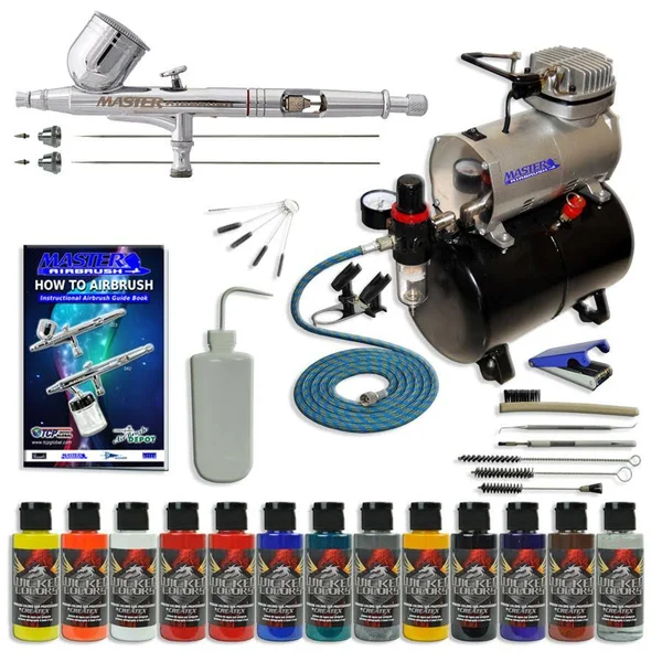 Master Performance G233 Airbrush Kit with 3 Tips and Master Air Compressor TC-20