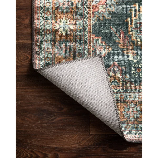 Alexander Home Leanne Traditional Distressed Printed Area Rug - 2& x 5& - Sea/ Rust