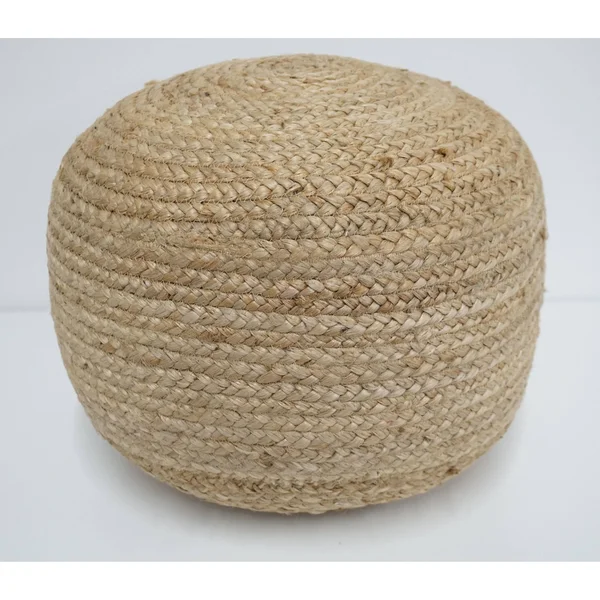 Homeu0026Manor 18x22 Round Pouf Ottoman Jute - Natural - Medium