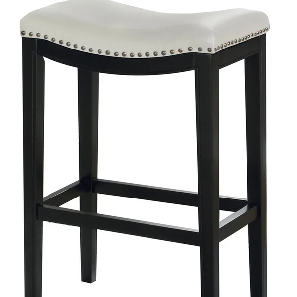 Wooden Bar Height Stool Set of 2 Black and White BM229254