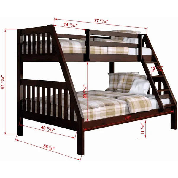 Twin/Full Mission Bunk Bed Cappuccino - Donco Kids