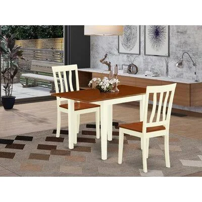 Freytag Drop Leaf Solid Wood Dining Set Winston Porter Table Top Color: Cherry - Table Base Color: Buttermilk, Pieces Included: 3