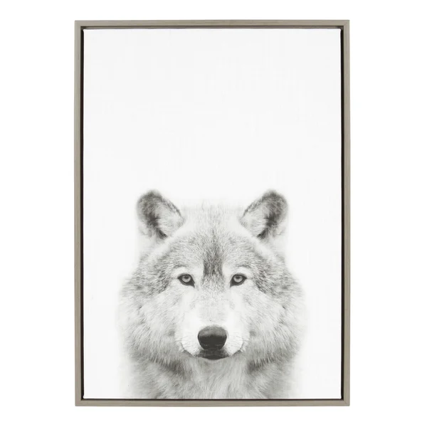 Sylvie Wolf Framed Canvas Wall Art by Simon TE Tai - Gray 23x33, Kate and Laurel
