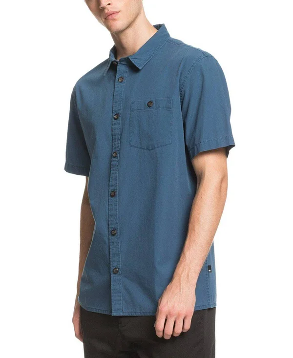 Quiksilver Men's Taxer Wash Short Sleeve Woven Shirt - Majolica Blue