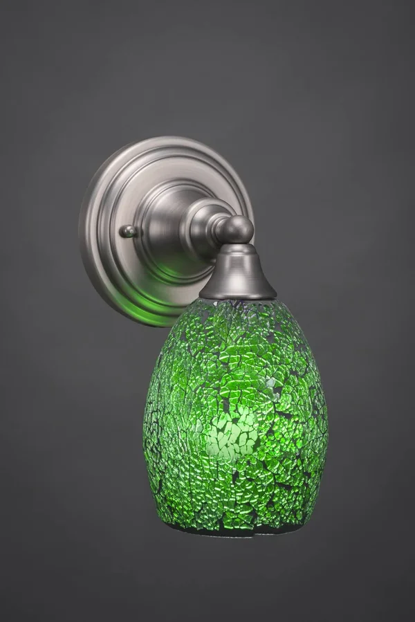 Toltec Lighting 40-BN-5057 Wall Sconce with 5x22 Green Fusion Glass - Brushed Nickel Finish