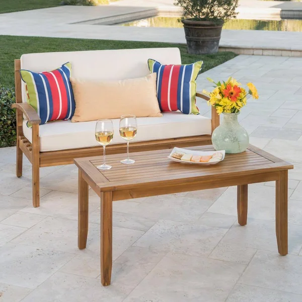 Noble House Peyton Outdoor Teak Loveseat & Coffee Table Set - 303457