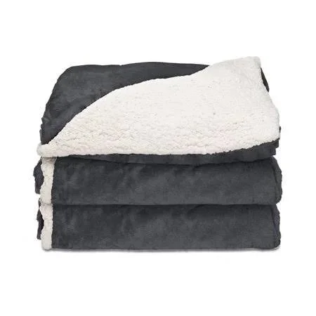 Sunbeam Heated Blanket - Reversible Microplush/Sherpa Throw (50 inch x 60 inch), Slate