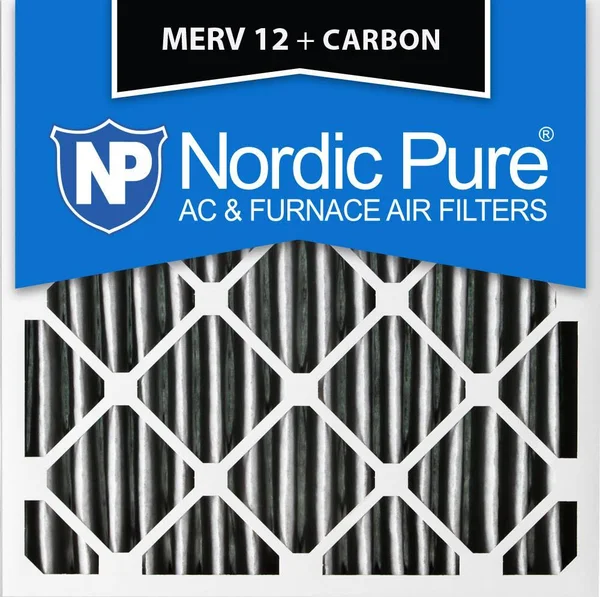 Nordic Pure 14x14x1 MERV 12 Pleated Plus Carbon AC Furnace Air Filters 6 Pack