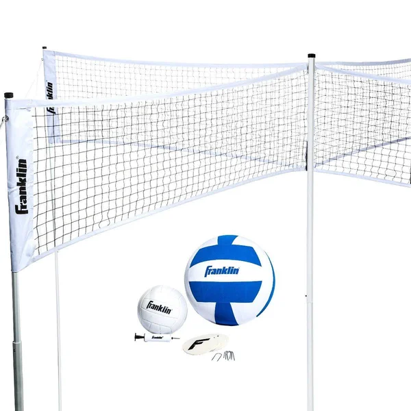 Franklin Sports Quad Volleyball - Volleyball Meets 4 Square - Complete Net System - Jumbo and Traditional Volleyballs Included, B