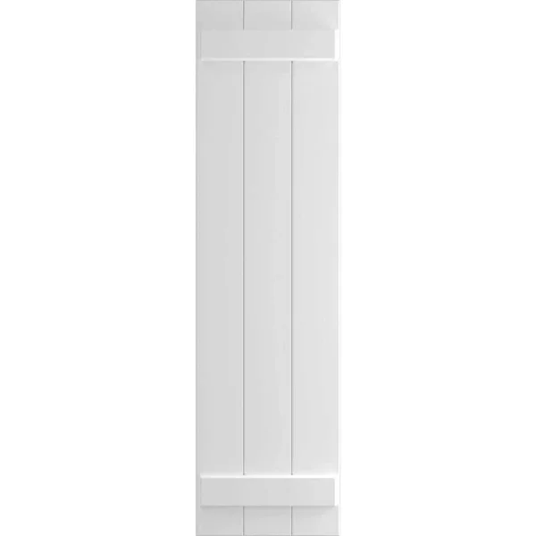Ekena Millwork CWB15X031UNC 15x22W x 31x22H Exterior Four Board (2 Batten) Composite Board-n-Batten Shutters (Per Pair) - Unfinis