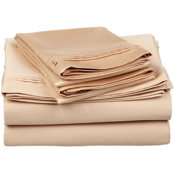 Superior Egyptian Cotton 650 TC Deep Pocket Solid Bed Sheet Set (California King - Beige)