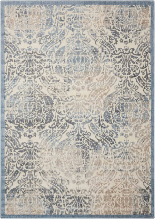 Nourison Graphic Illusions Area Rug - Grey, 5&3x22 x 7&5x22
