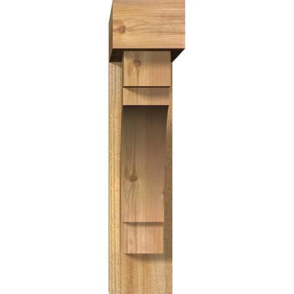 Ekena Millwork 1463049 6x22W x 26x22D x 26x22H Merced Block Rough Sawn Bracket w/ Offset Brace - Western Red Cedar