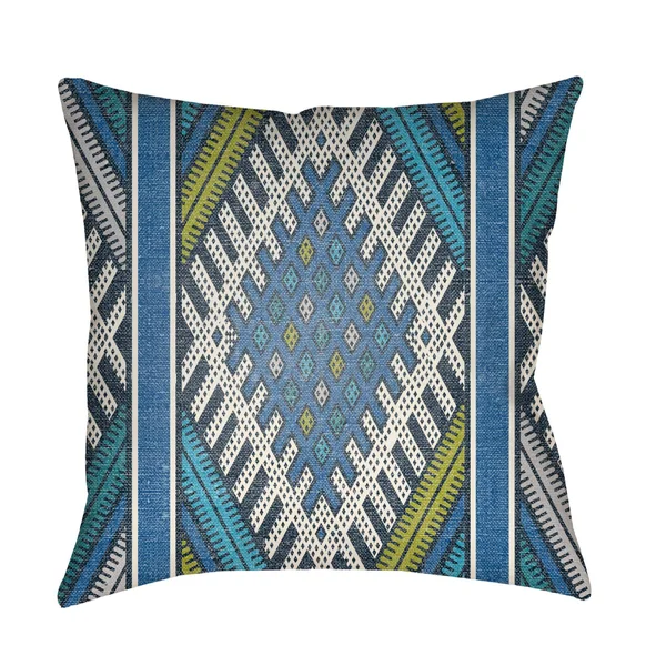 16x22 Blue and Olive Green Square Throw Pillow Cover with Knife Edge