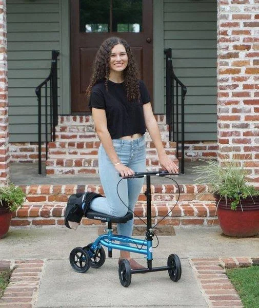 KneeRover Economy Knee Scooter Steerable Knee Walker Crutch Alternative with Dual Braking System in Metallic Blue