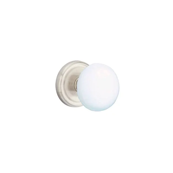 Emtek 820IW Ice White Porcelain Privacy Door Knob Set Pewter Knobset Privacy
