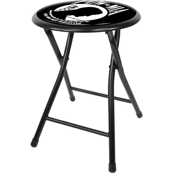 Trademark Pow 18x22 Cushioned Folding Stool, Black, 14 x 15 x 18 inches