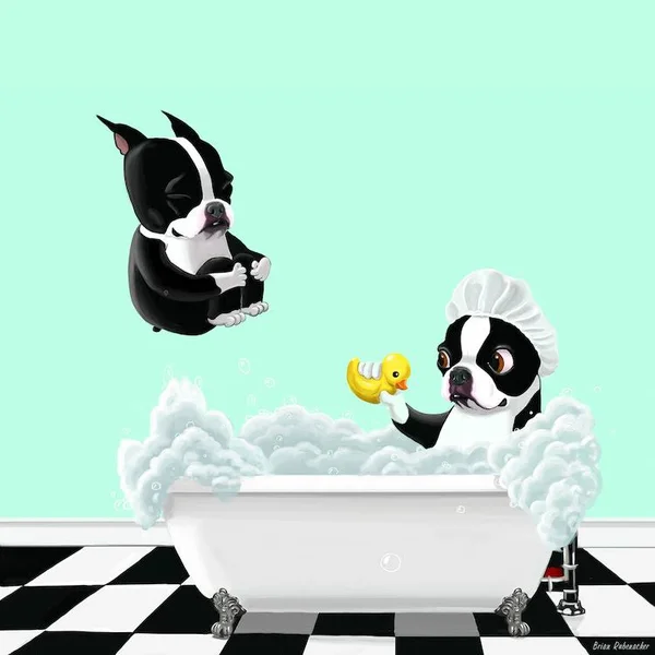 Brian Rubenacker Canvas Art Picture - Bath Time