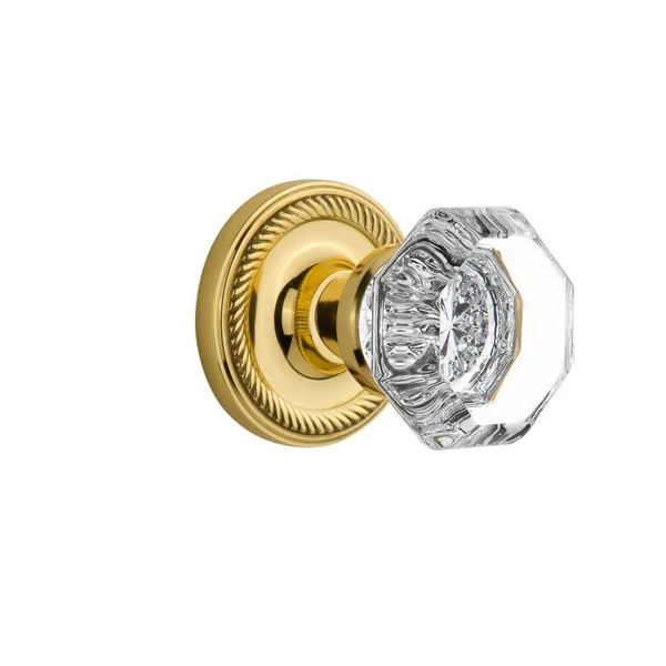 Nostalgic Warehouse 709723 Rope Rosette Passage Waldorf Door Knob - Polished Brass
