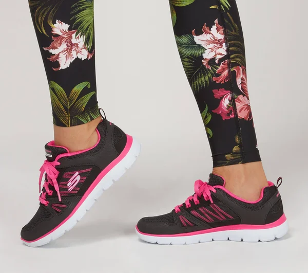 Womens Skechers Summits - New World Sneakers Black/Hot Pink