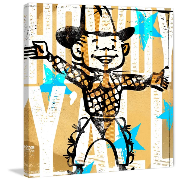 Marmont Hill 'Howdy Yall Boy' by Rick Martin Painting Print on Wrapped Canvas, Yellow