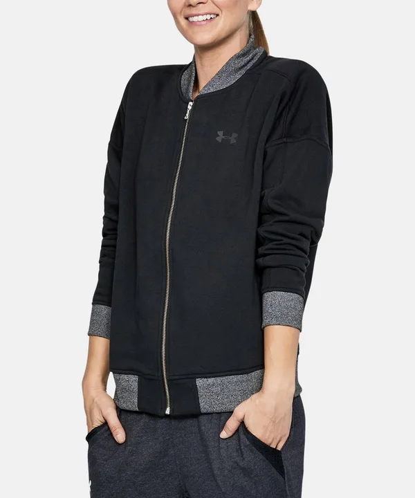Under Armour Women's Threadborne Fleece Bomber, Black