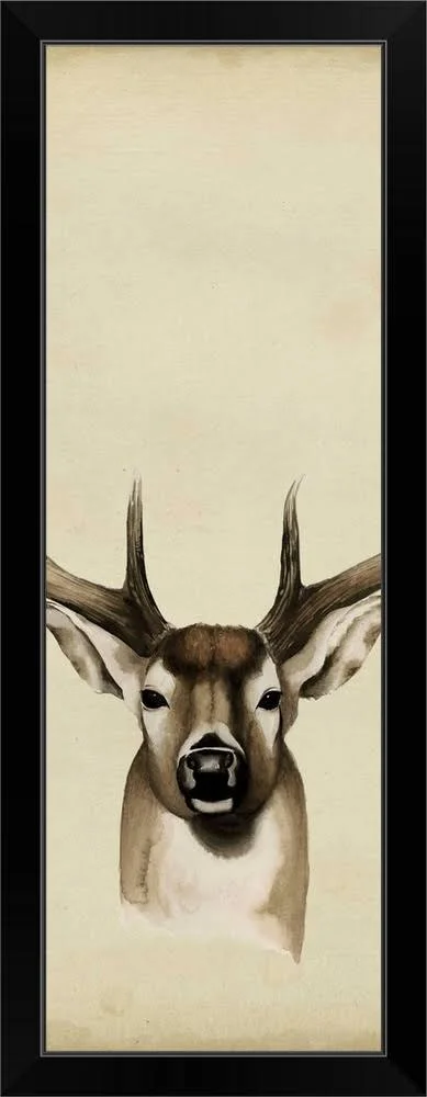 Triptych Whitetail II - Black Framed Wall Art, 12x36, Great Big Canvas