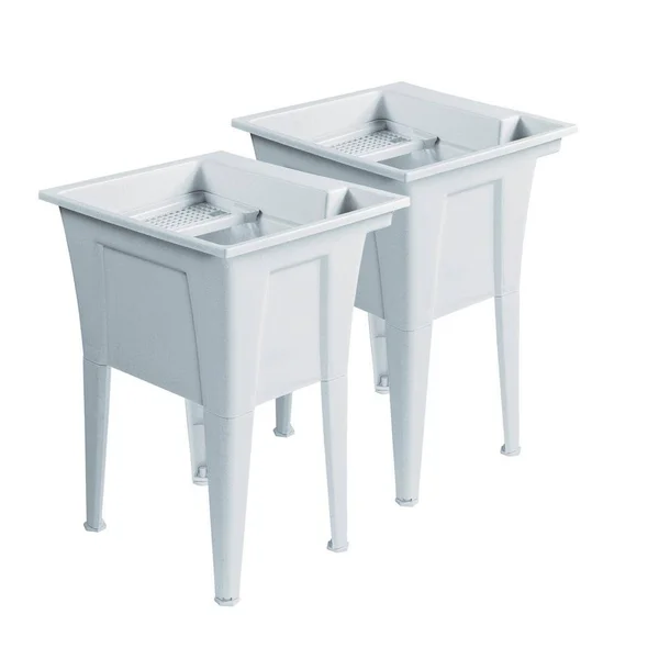 Rugged Tub 24 in. x 22 in. Polypropylene White Laundry Sink (Pack of 2) B24W-2